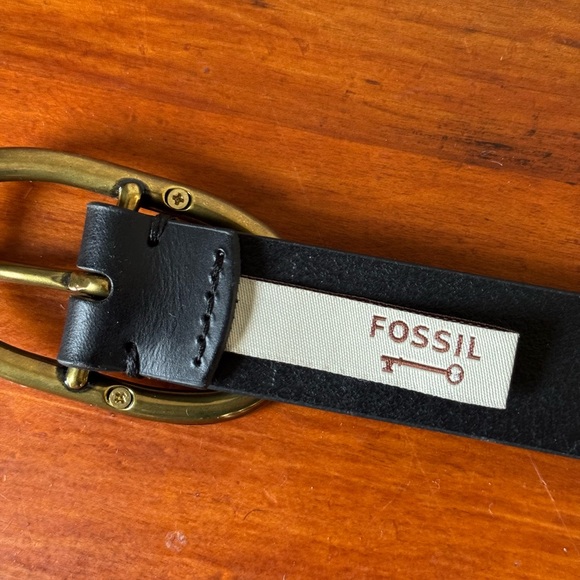 Fossil Black Belt with Tortoiseshell Gold-Tone Buckle Sz small - Picture 7 of 11